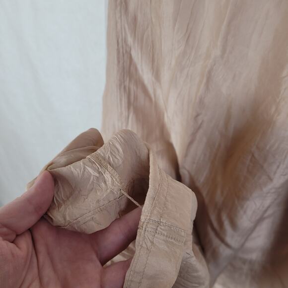 Via Seta beige silk pull on pants Size 12 pockets lined loungewear quiet luxury - Picture 8 of 9